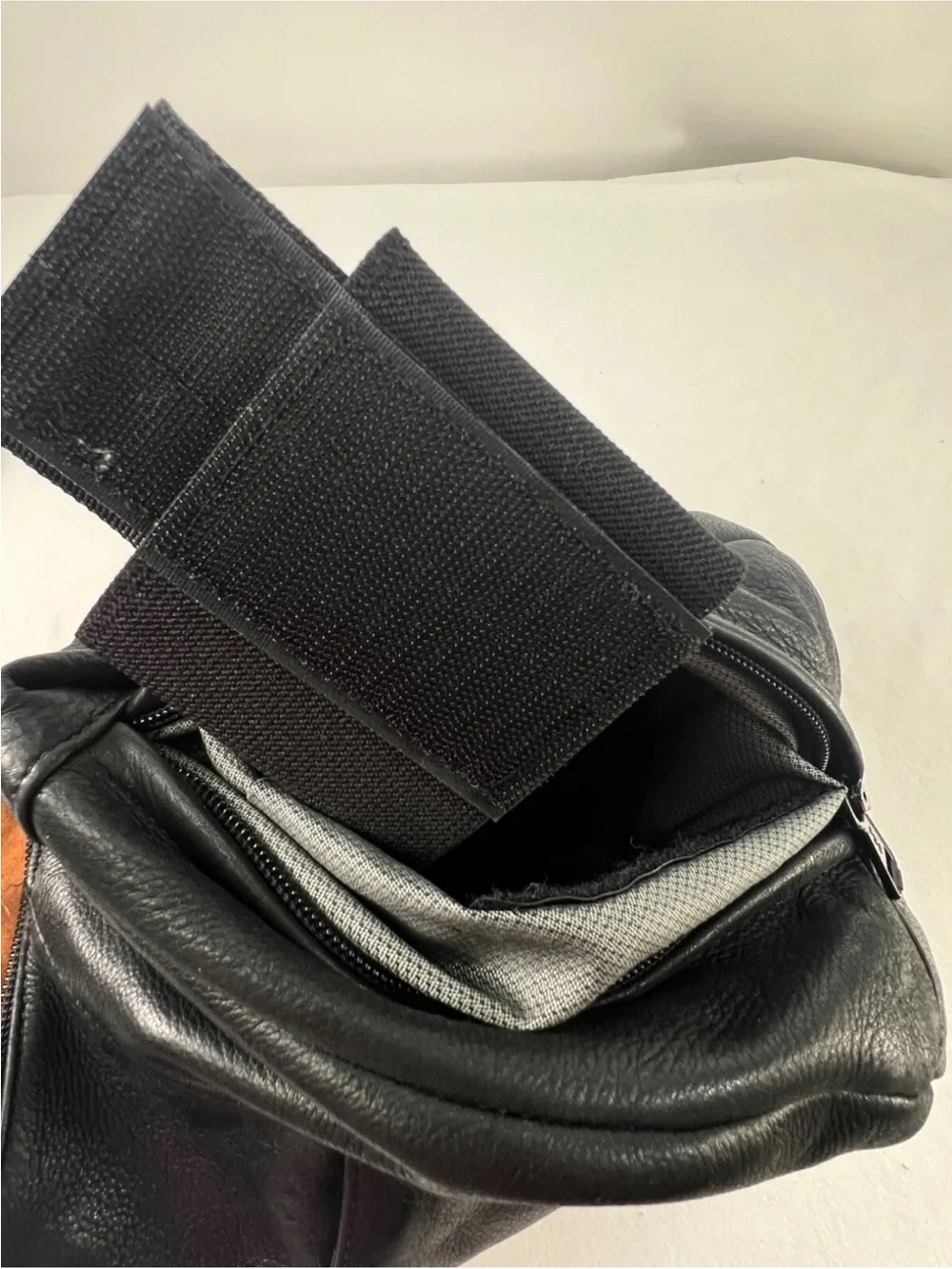 Large Coronado black Leathercanceled zipper crossbody bag